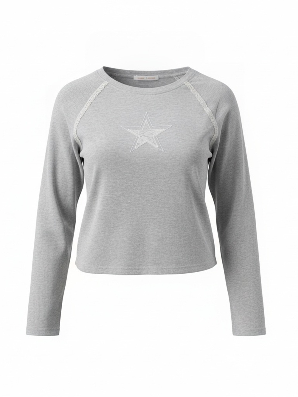 Sugar Moon Casual Light Gray Star Crew shirt